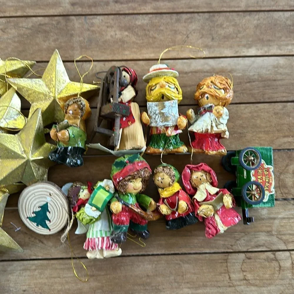 Handmade Whimsical MCM 29 Vintage Christmas Ornaments Decor Bundle
